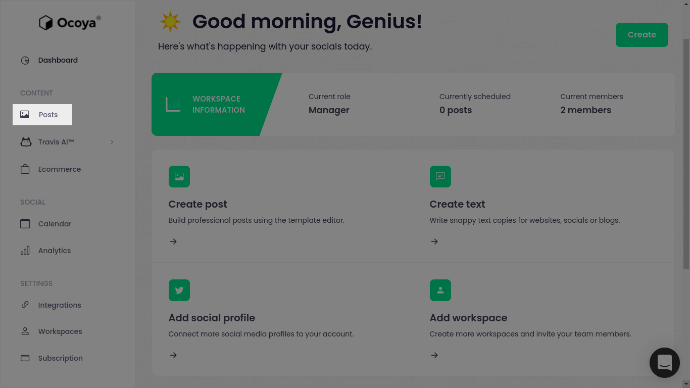 Scheduling a new post with Ocoya - Step 1
