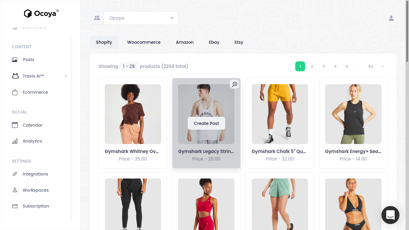 Social commerce - select a product to post